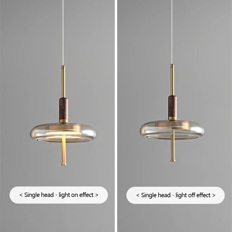 suspension en laiton et noyer design nordique luxueux - vue 3 sur 10