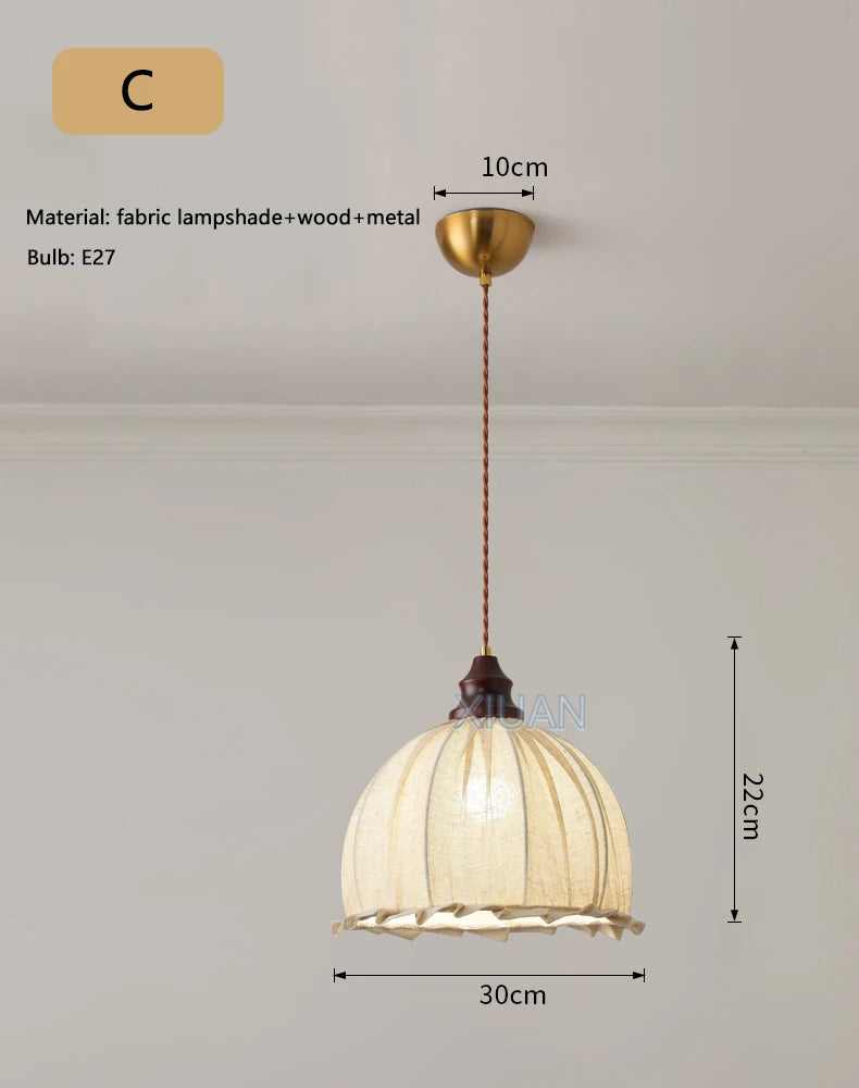 lustre suspendu rétro wabi-sabi en lin pour décoration médiévale - vue 10 sur 10