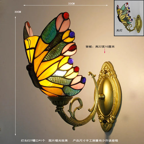 applique murale tiffany papillon décor méditerranéen vitrail miroir - vue 11 sur 13