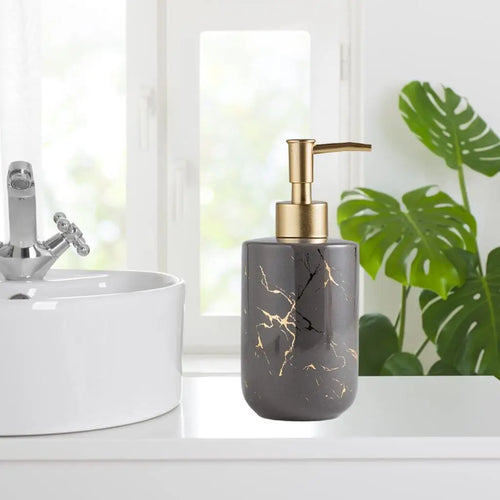 distributeur de savon en céramique style marbre élégant - vue 5 sur 8