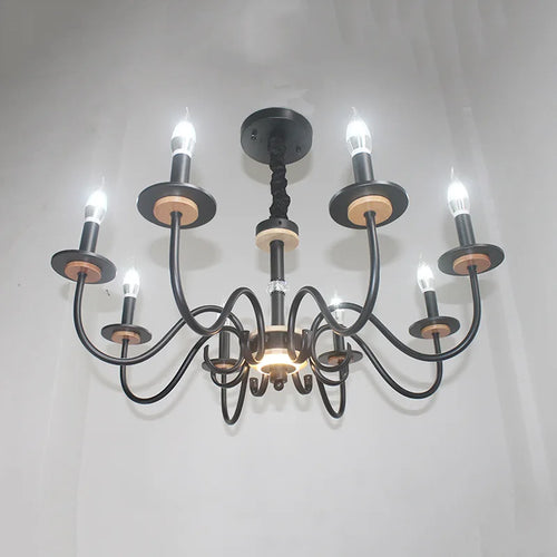lustre rétro en fer à 8 bougies pour éclairage intérieur - vue 3 sur 7