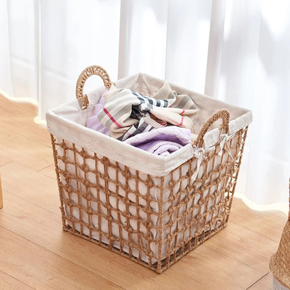 panier à linge tissé portable et polyvalent pour rangement - vue 8 sur 8