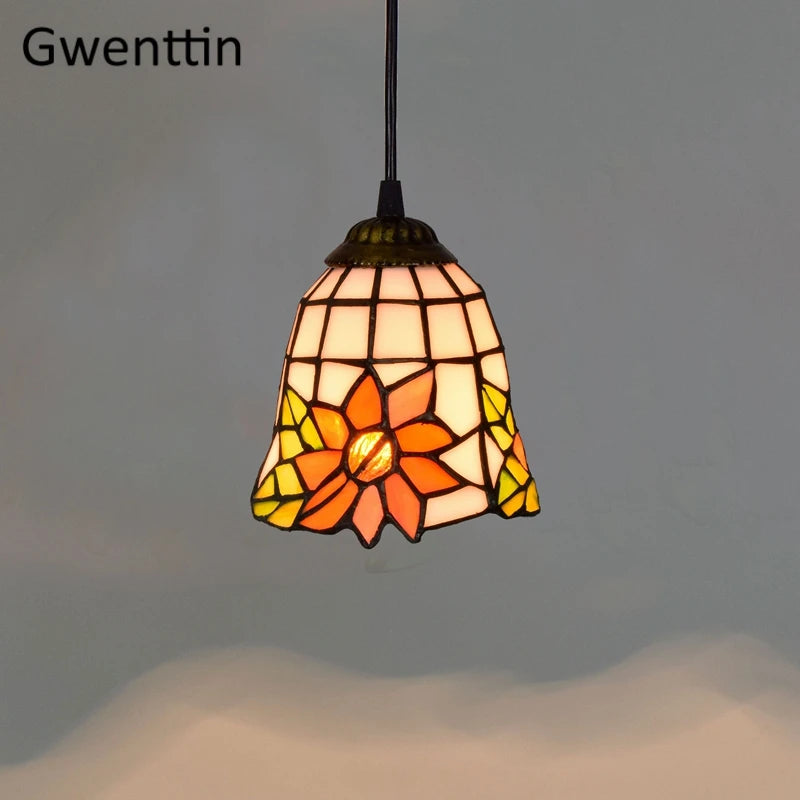 suspension en verre teinté style tiffany pour décoration moderne - vue 9 sur 14
