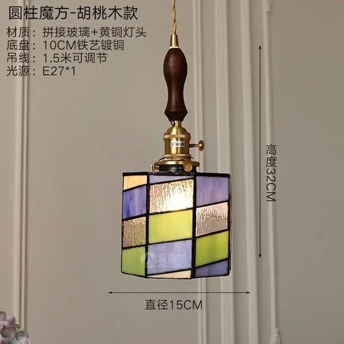 lustre en verre fait main style tiffany pour décoration intérieure - vue 12 sur 15