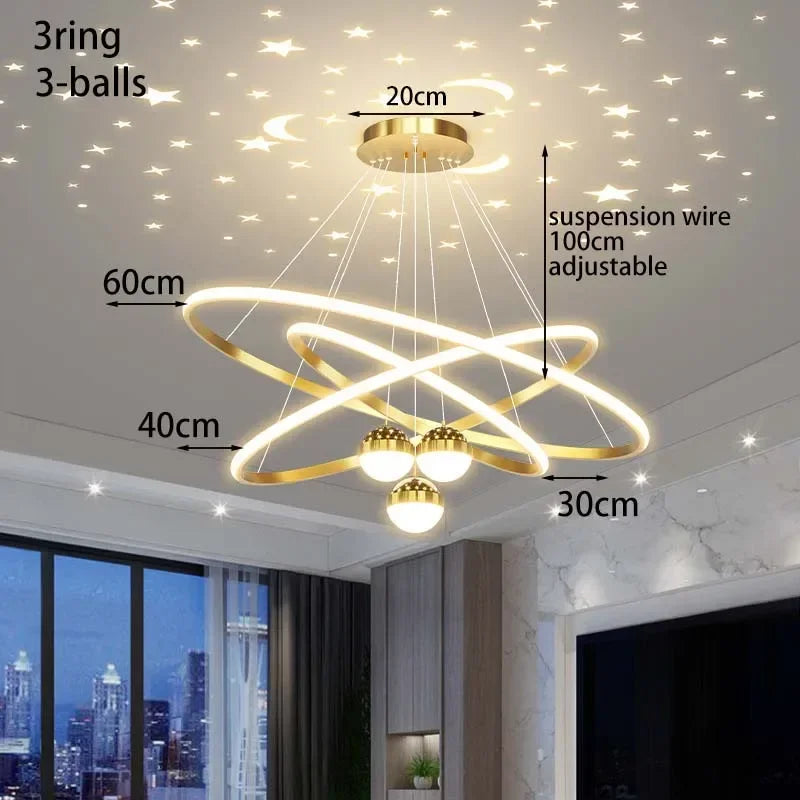 lustre led moderne ciel étoilé pour décoration intérieure - vue 13 sur 14