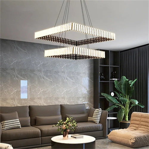 lustre moderne art rond carré pour décoration restaurant - vue 7 sur 8