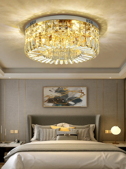 plafonnier led classique en cristal chromé pour intérieur moderne - vue 7 sur 11