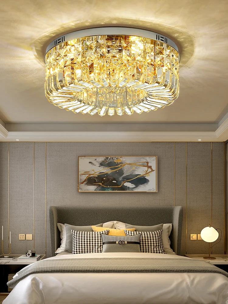 plafonnier led classique en cristal chromé pour intérieur moderne - vue 6 sur 11