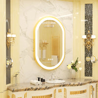 grand miroir oval à led avec éclairage intensité variable et antibuée