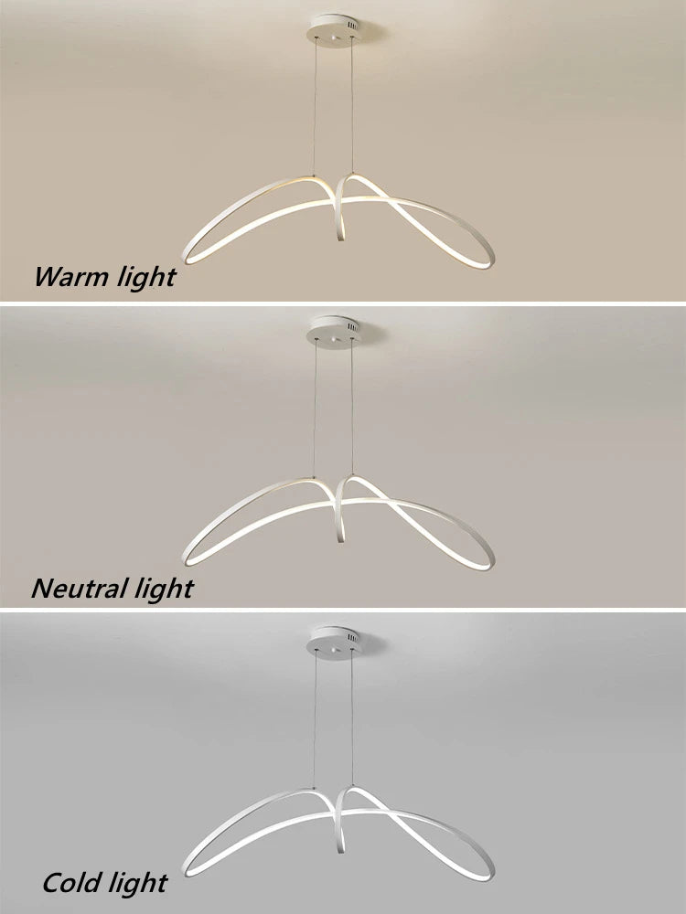 lustre en aluminium en forme de papillon avec éclairage led - vue 6 sur 8