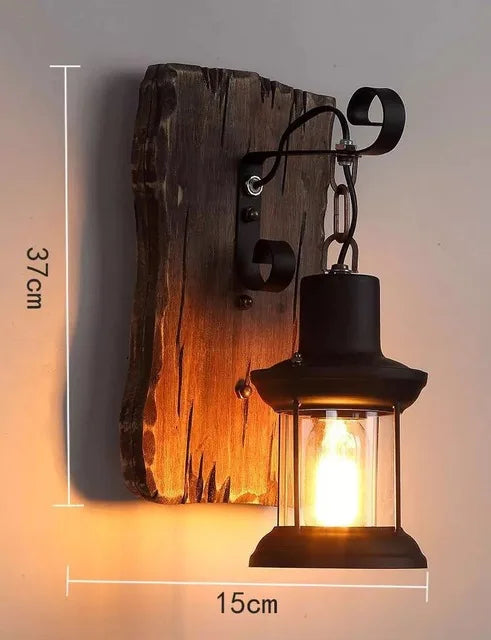 Applique murale LED industrielle rétro en bois - vue 10 sur 21