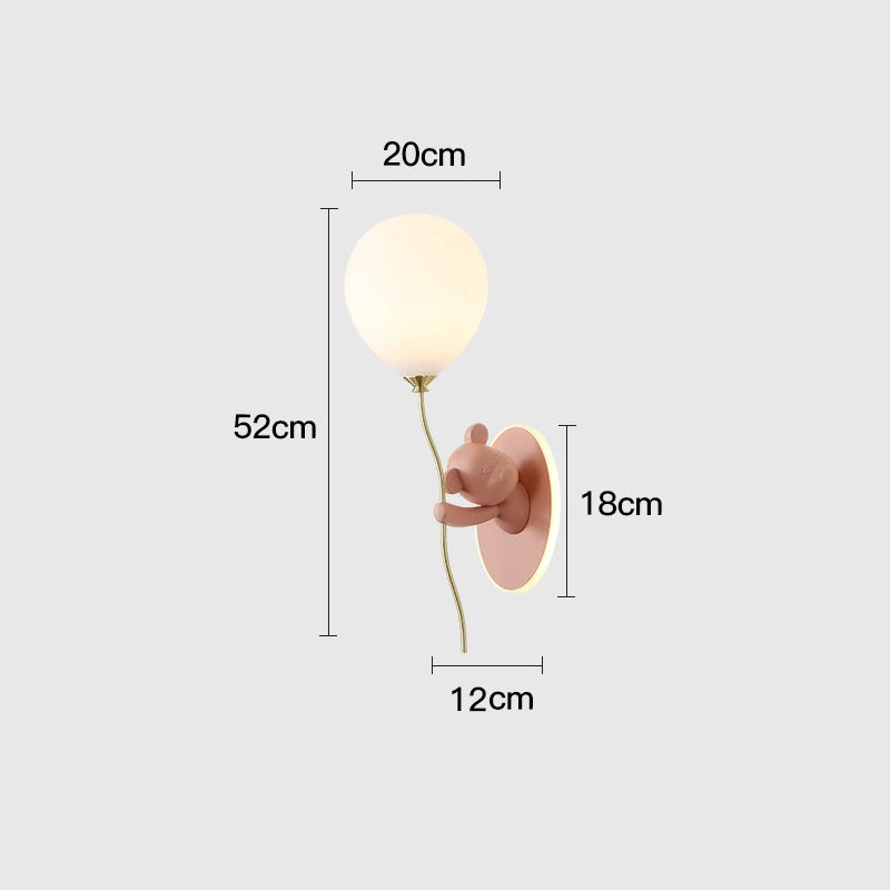 Creative and personalized cartoon children's room, bedroom, bedside wall lamp, artistic bear atmosphere wall light fixture - vue 13 sur 13