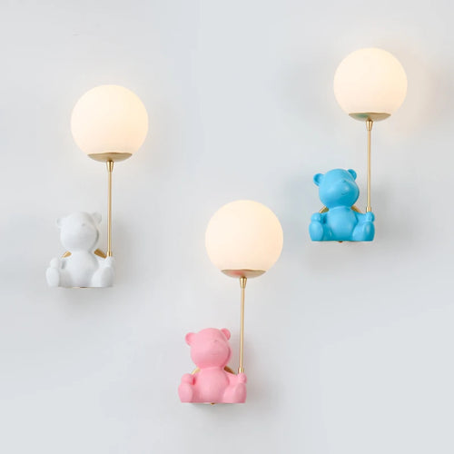 applique murale ours avec interrupteur à tirer pour enfants - vue 3 sur 12