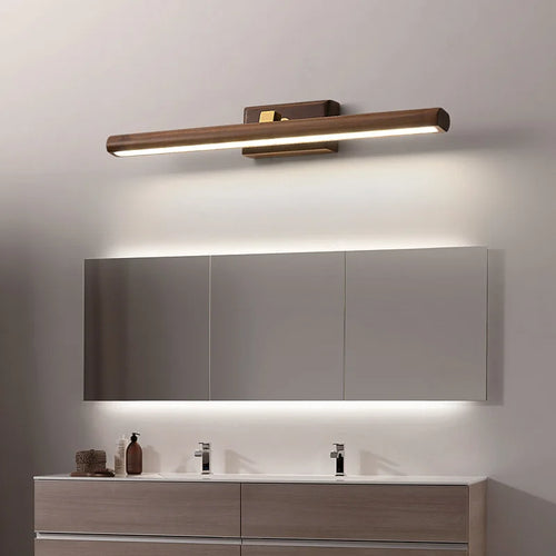 lampe de miroir scandinave en noyer noir led applique murale - vue 6 sur 8