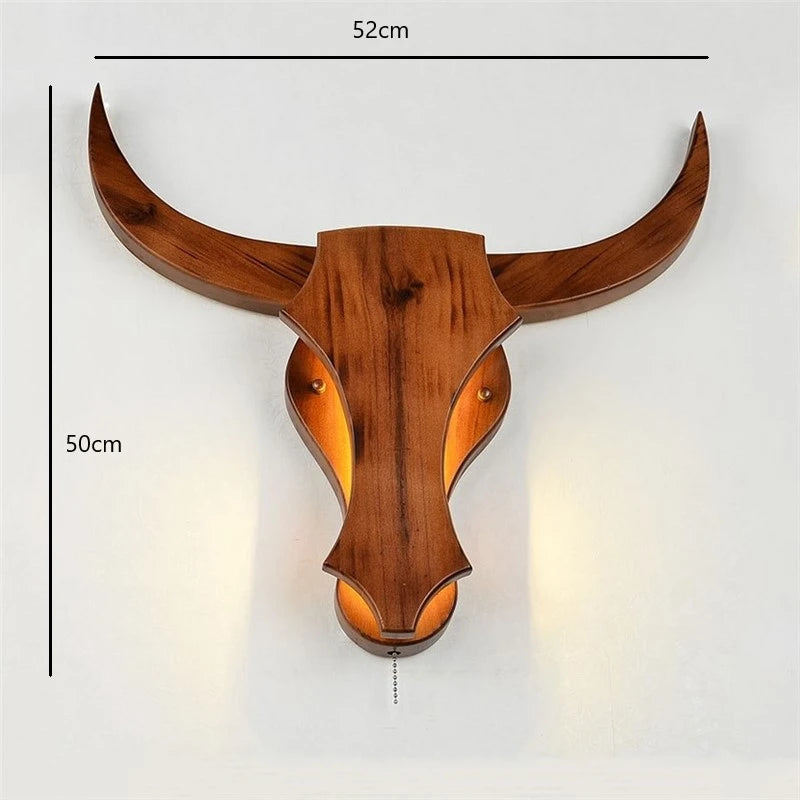 applique murale led style animal vache en bois vintage moderne