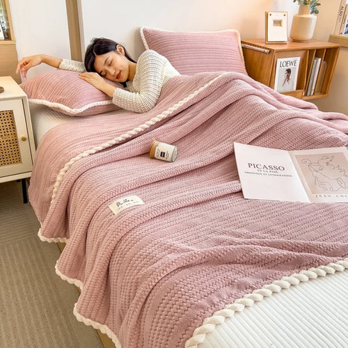 Plaid doux polaire uni pour canapé et lit - vue 6 sur 7