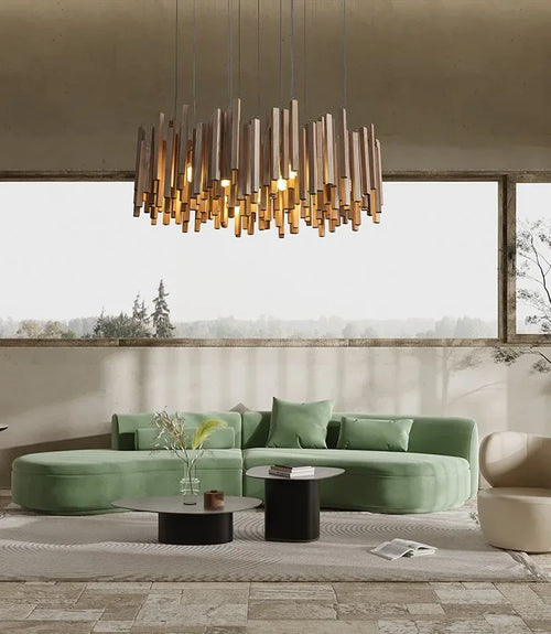 Lustre de Restaurant chinois en bois massif - vue 3 sur 16