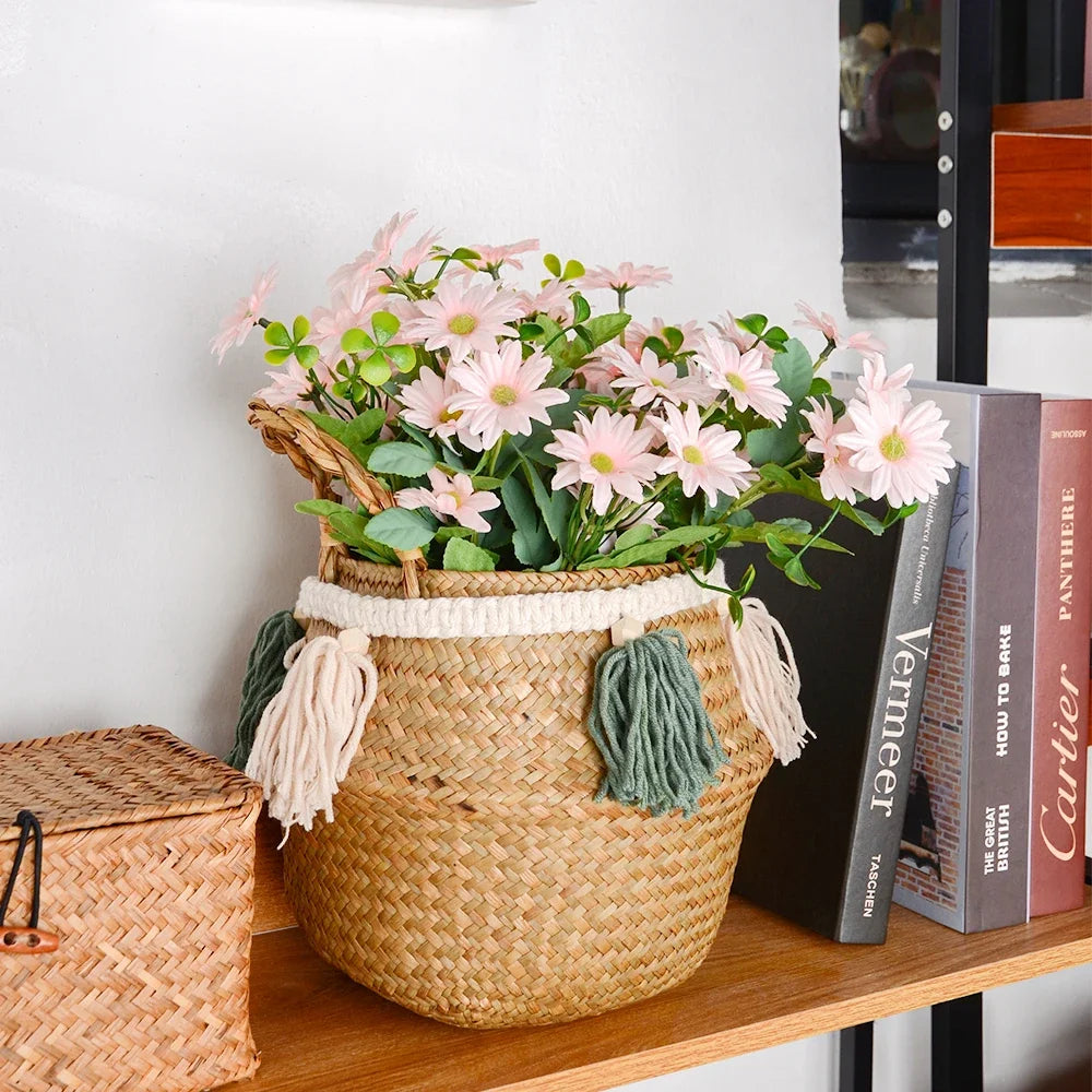 panier tissé en jonc de mer pour rangement décoratif - vue 3 sur 7