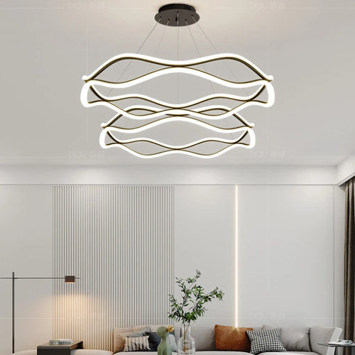 Lustre Nordique LED Lumière Pour Chambre Salon Salle à manger De Luxe Anneau Suspension Décor À La Maison - vue 2 sur 22