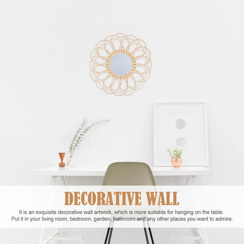 miroir décoratif en osier design tendance tissé en verre - vue 7 sur 7