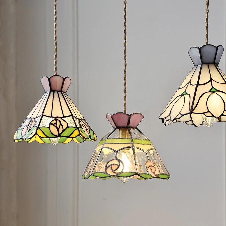 suspension fleur verre cuivre nordique moderne led iwhd europe syle - vue 4 sur 26