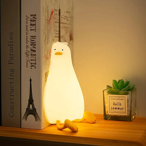 veilleuse canard en silicone rechargeable usb dimmable cadeau anniversaire - vue 2 sur 8