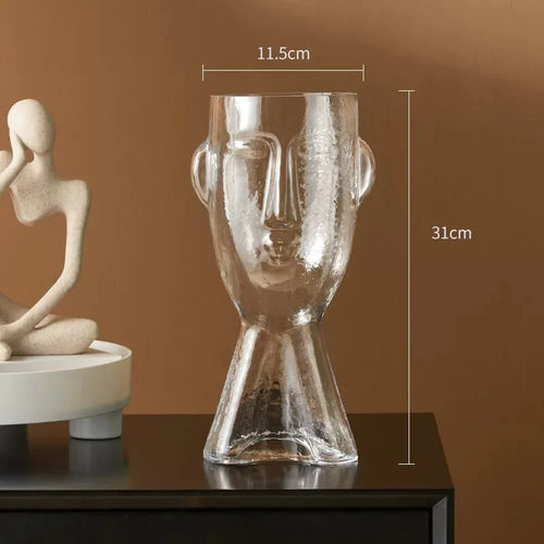 vase en verre visage humain abstrait pour fleurs décoratives modernes - vue 3 sur 9