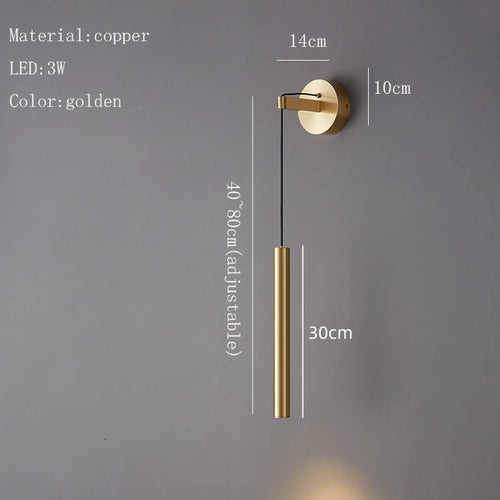 applique murale led de luxe en cuivre hauteur réglable ambiance chaude - vue 8 sur 7