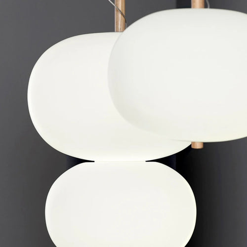 Kobuc Design nordique salon suspension avec grande boule ronde abat-jour en verre créatif bois lustre salle à manger chevet - vue 6 sur 13