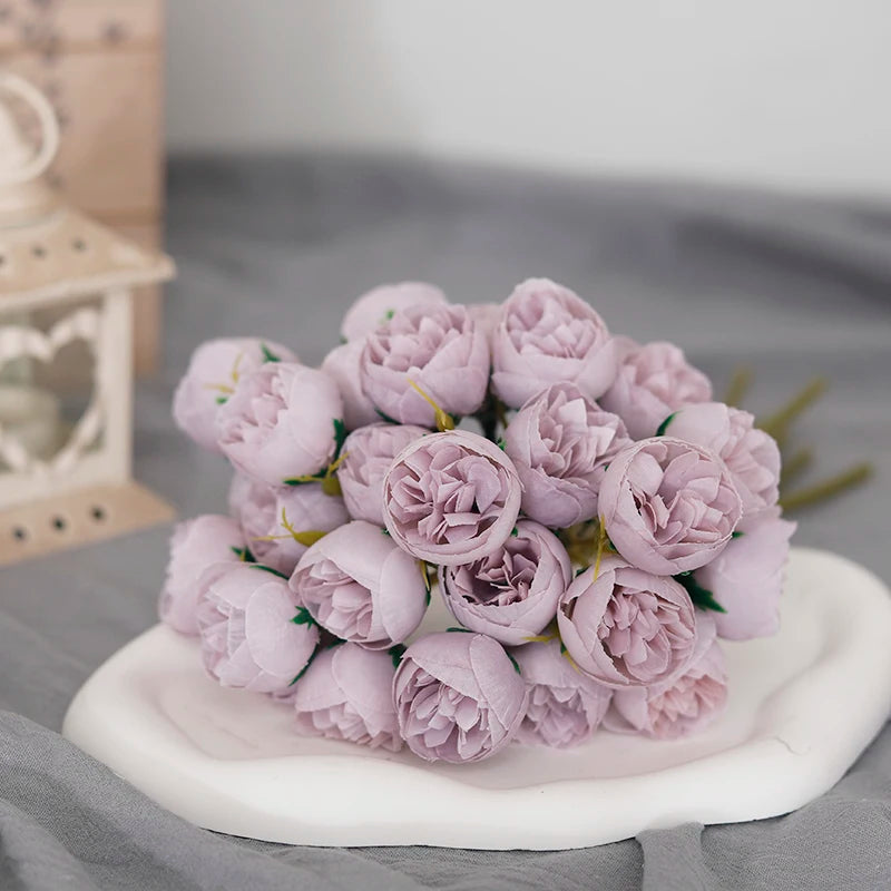 bouquet de 27 roses et pivoines artificielles en soie décoratif - vue 11 sur 12