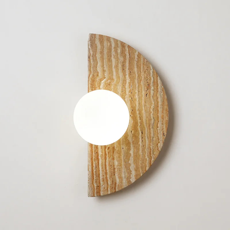 applique murale vintage led demi-cercle avec pierre naturelle