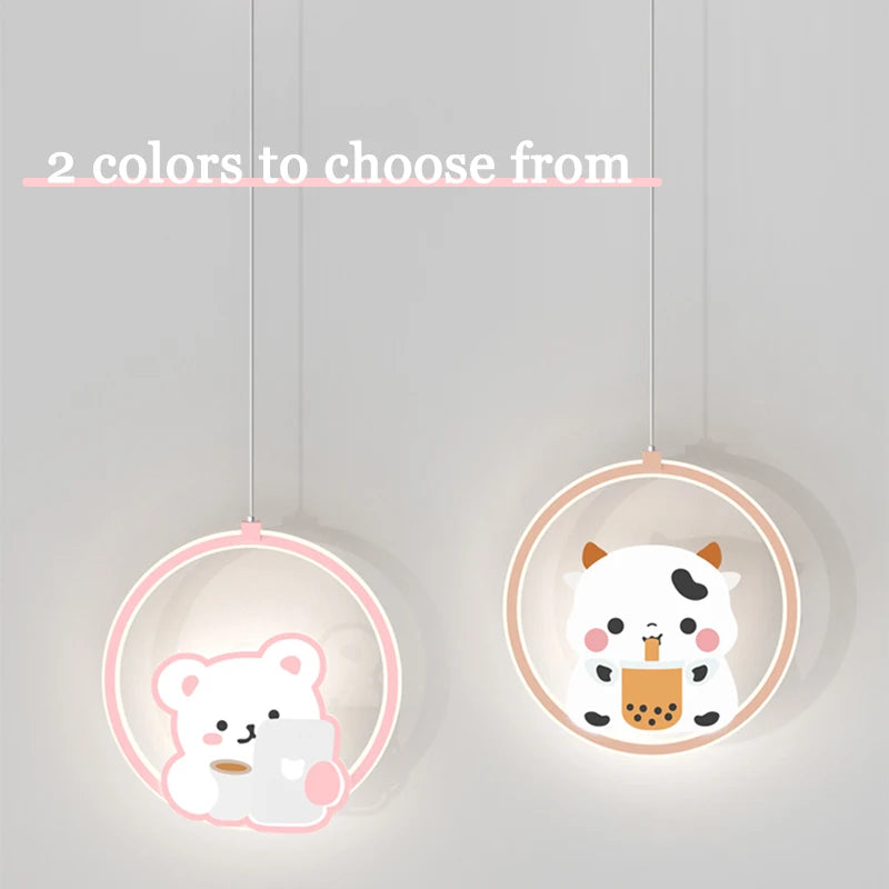 suspension mignonne vache ours rose pour chambre enfant - vue 5 sur 10