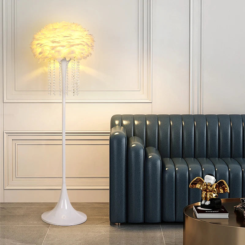 lampadaire postmoderne en plumes avec interrupteur à pied - vue 3 sur 8