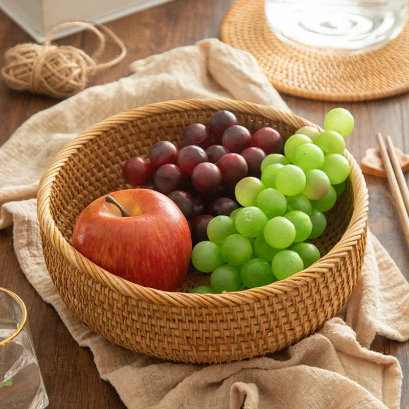 panier en rotin rectangulaire tissé à la main pour rangement et pique-nique - vue 4 sur 15