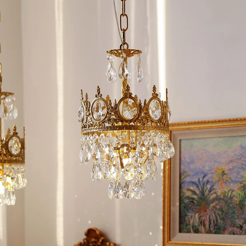 lustre rétro en cristal pour éclairage intérieur décoratif - vue 6 sur 14