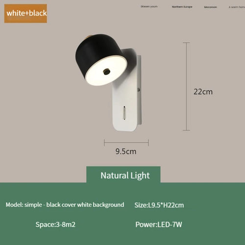 applique murale nordique rotative avec interrupteur led pivotante - vue 16 sur 15