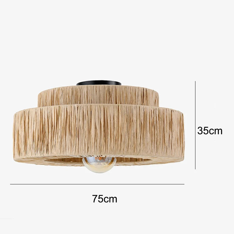 lustre en rotin style japonais fait à la main créatif - vue 11 sur 17