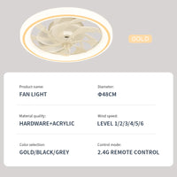 ventilateur intelligent avec lumières et télécommande décoratif