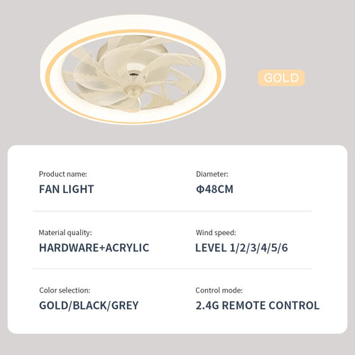 ventilateur intelligent avec lumières et télécommande décoratif