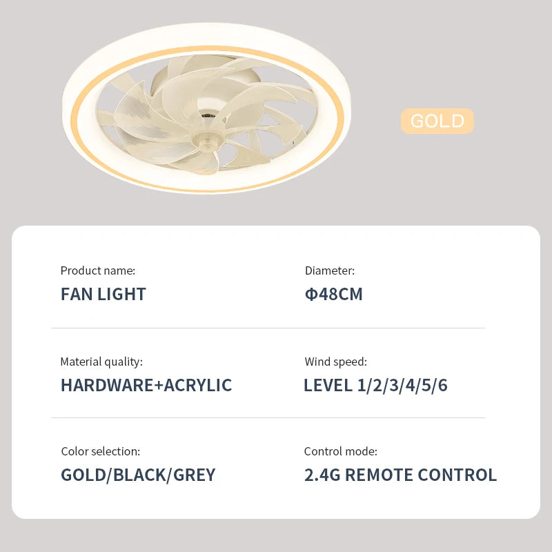 ventilateur intelligent avec lumières et télécommande décoratif