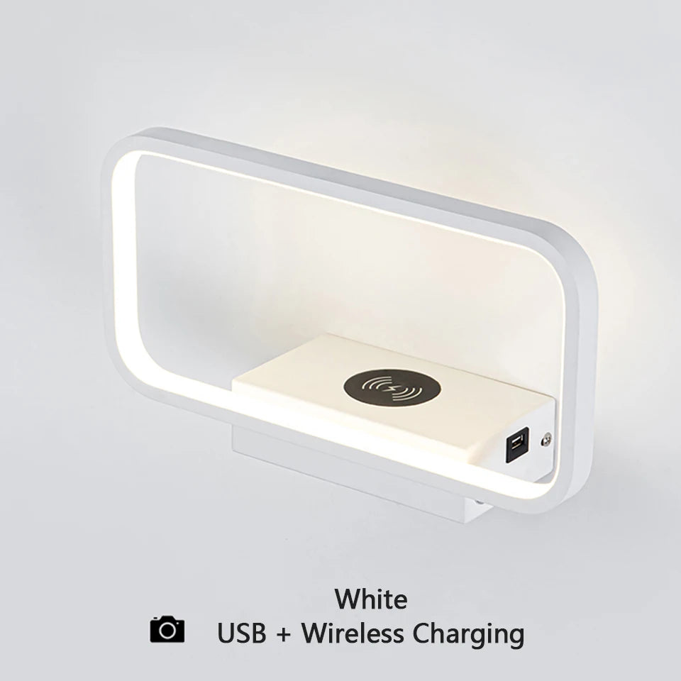 applique murale moderne tactile avec variateur et charge usb sans fil - vue 9 sur 10