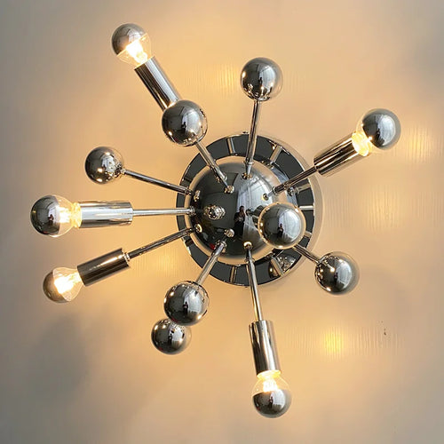applique murale médiévale spatiale métal chromé éclairage restaurant - vue 4 sur 6