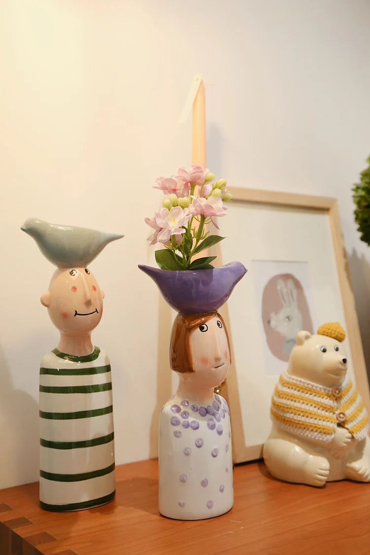 vase en céramique sculpture décorative pour fleurs et mariage - vue 3 sur 8