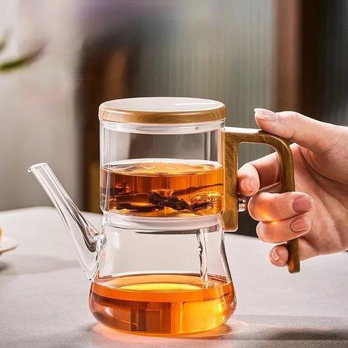 Théière magnétique flottante en verre avec séparateur thé - vue 2 sur 7