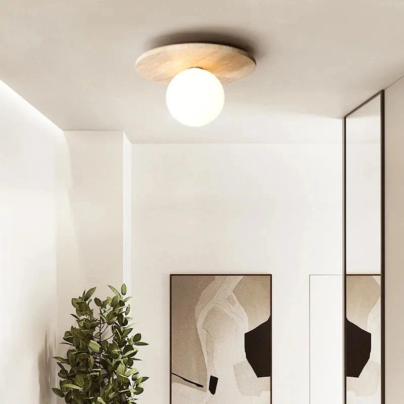 Wabi-sabi porche balcon plafonnier Europe du nord jaune grotte pierre plafonnier pour maison couloir décoration lampe - vue 5 sur 9
