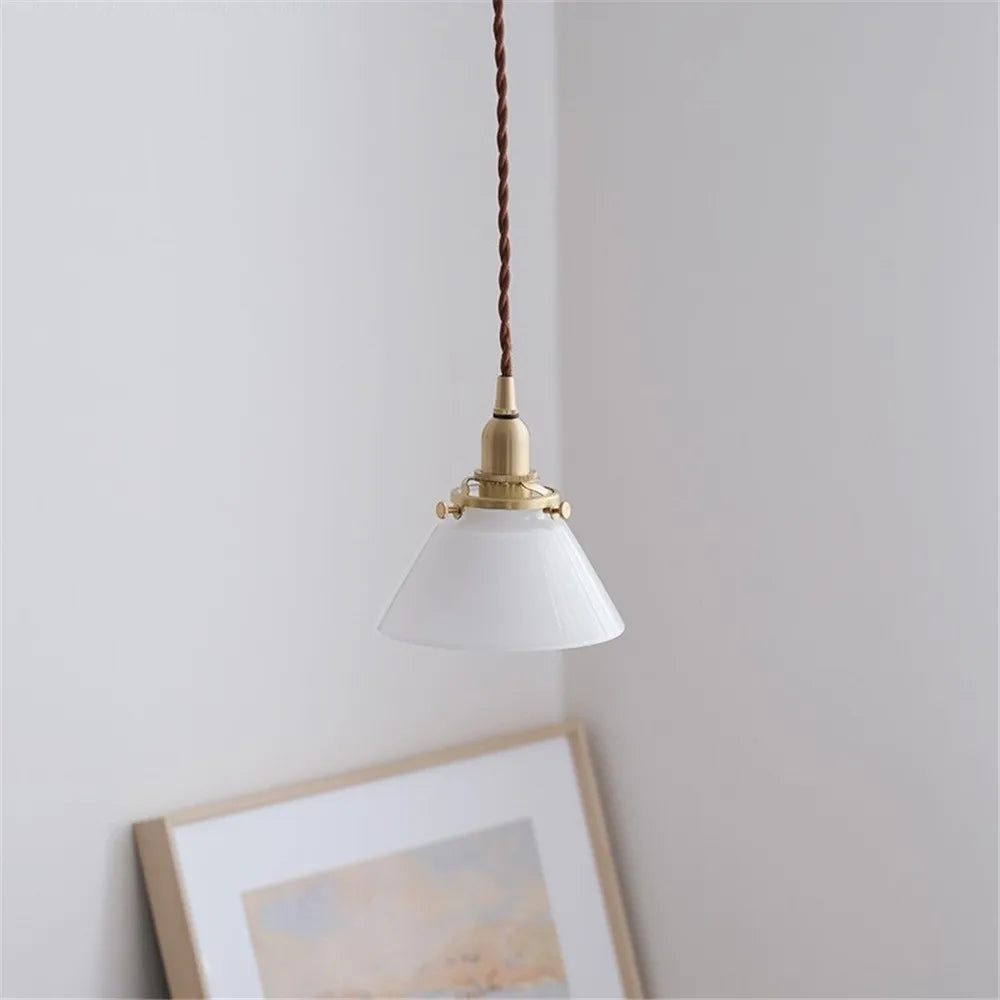 suspension rétro en verre et laiton pour décoration intérieure - vue 5 sur 10