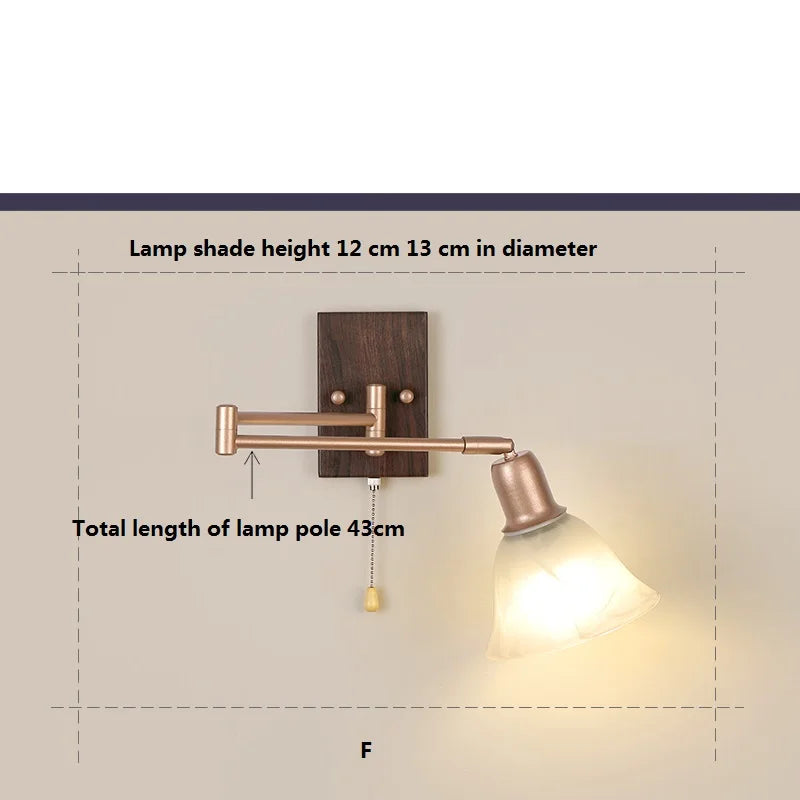 applique murale rotative en bois avec bras pivotant réglable - vue 11 sur 18