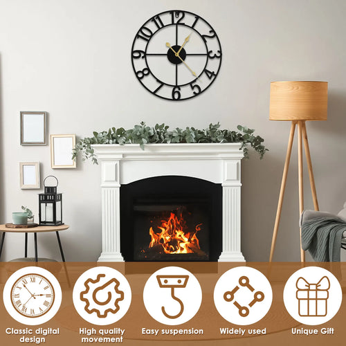horloge murale silencieuse ronde pour décoration intérieure élégante - vue 4 sur 8