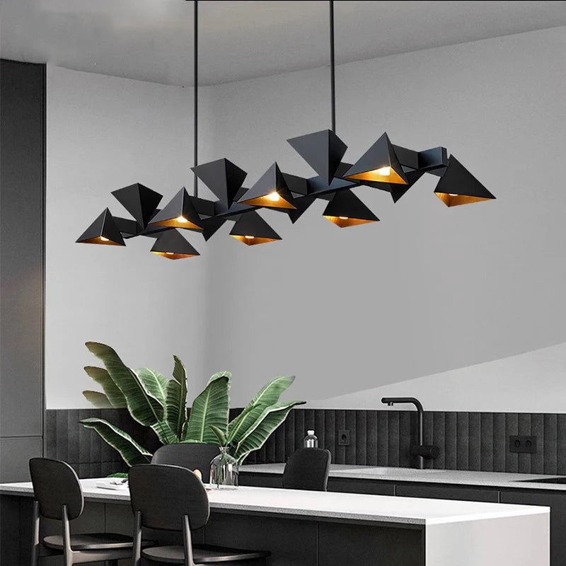 Lustre design moderne en métal noir décoratif intérieur - vue 3 sur 9