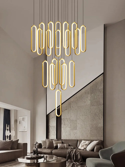 lustre ovale led minimaliste pour duplex hôtel penthouse - vue 3 sur 18